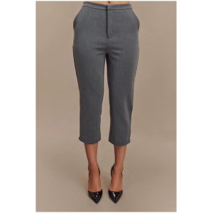 Anne Fitted Capri Pants - Charcoal Marle