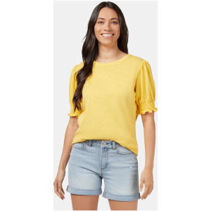 Annie Shirred Sleeve Tee Yellow