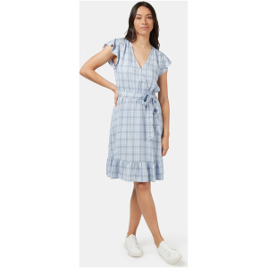 Arianna Wrap Front Dress Blue Check