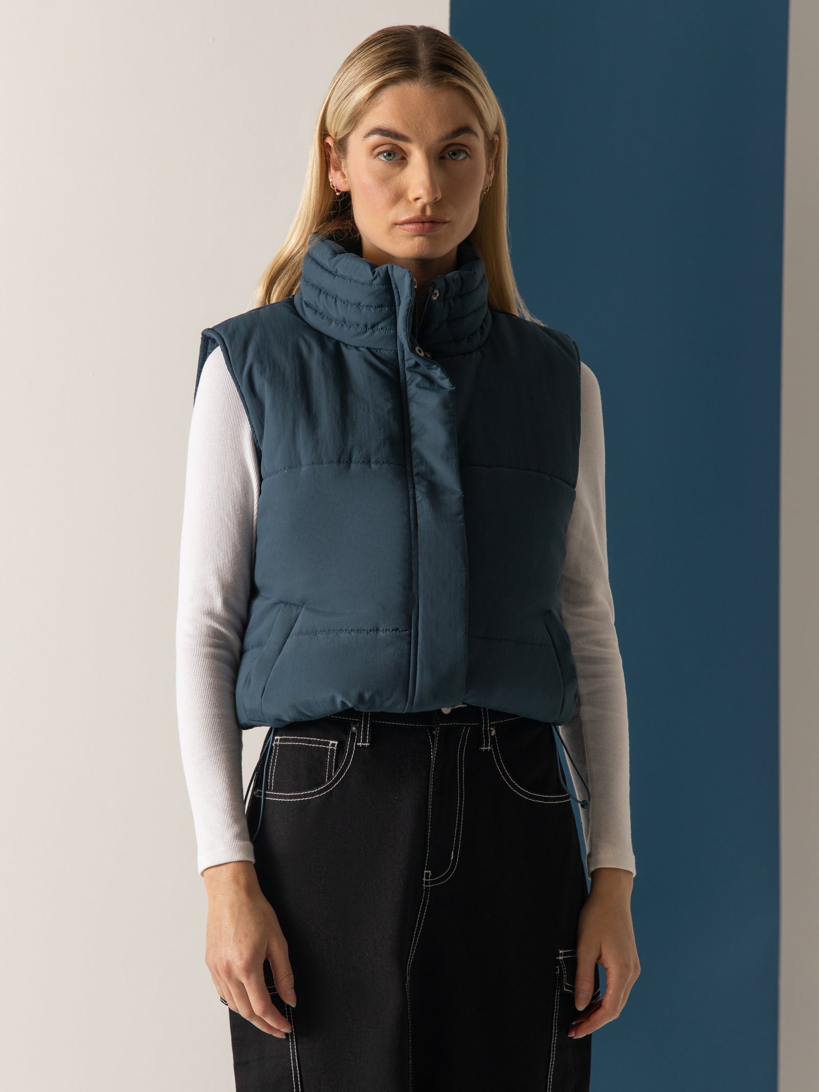 Asher Puffer Vest in Petrol