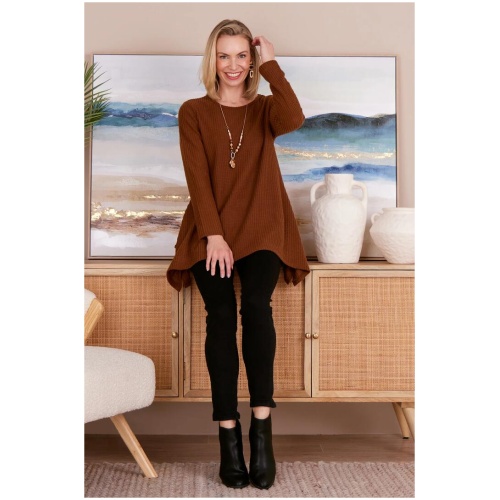 Aspen Swing Waffle Tunic - Coffee - 10