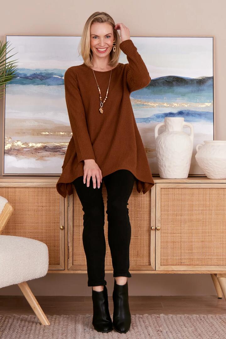 Aspen Swing Waffle Tunic - Coffee - 10