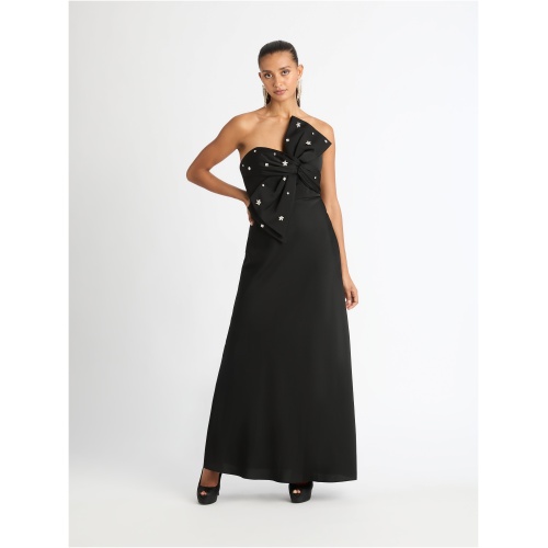 Audrina Bow Maxi Dress Black SHEIKE