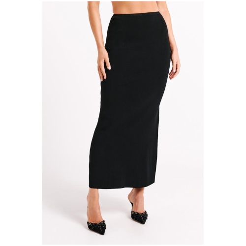 Avani Mid Rise Knit Maxi Skirt - Black