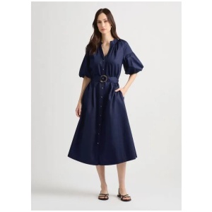 Ayla Tie Waist Cotton Midi Dress