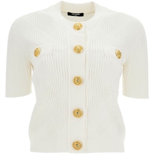 BALMAIN short-sleeved cardigan with emb