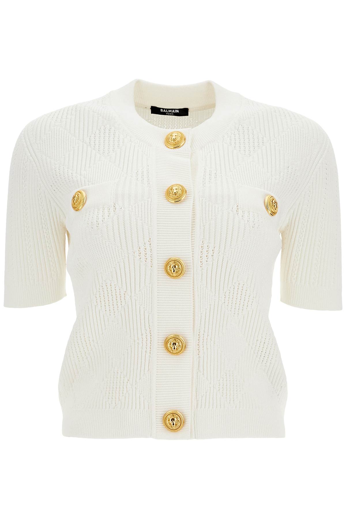 BALMAIN short-sleeved cardigan with emb