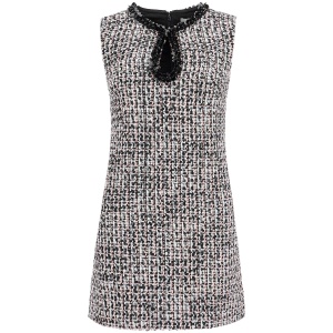 BRA632 tweed bouclã mini dress with