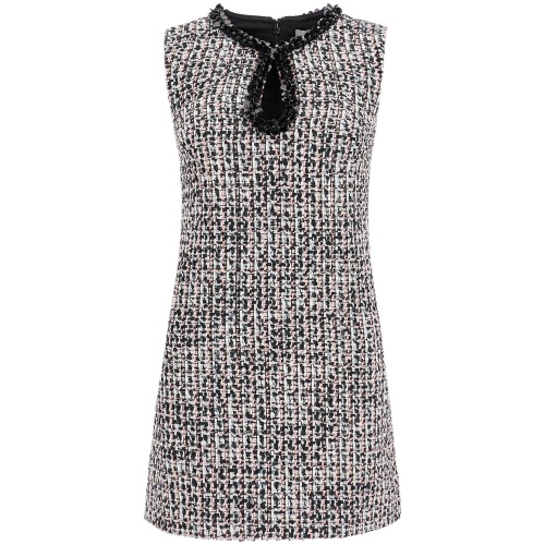 BRA632 tweed bouclã mini dress with