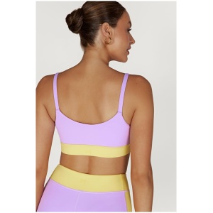 Becca Two Tone Cropped Sports Bra - Lilac/Yellow