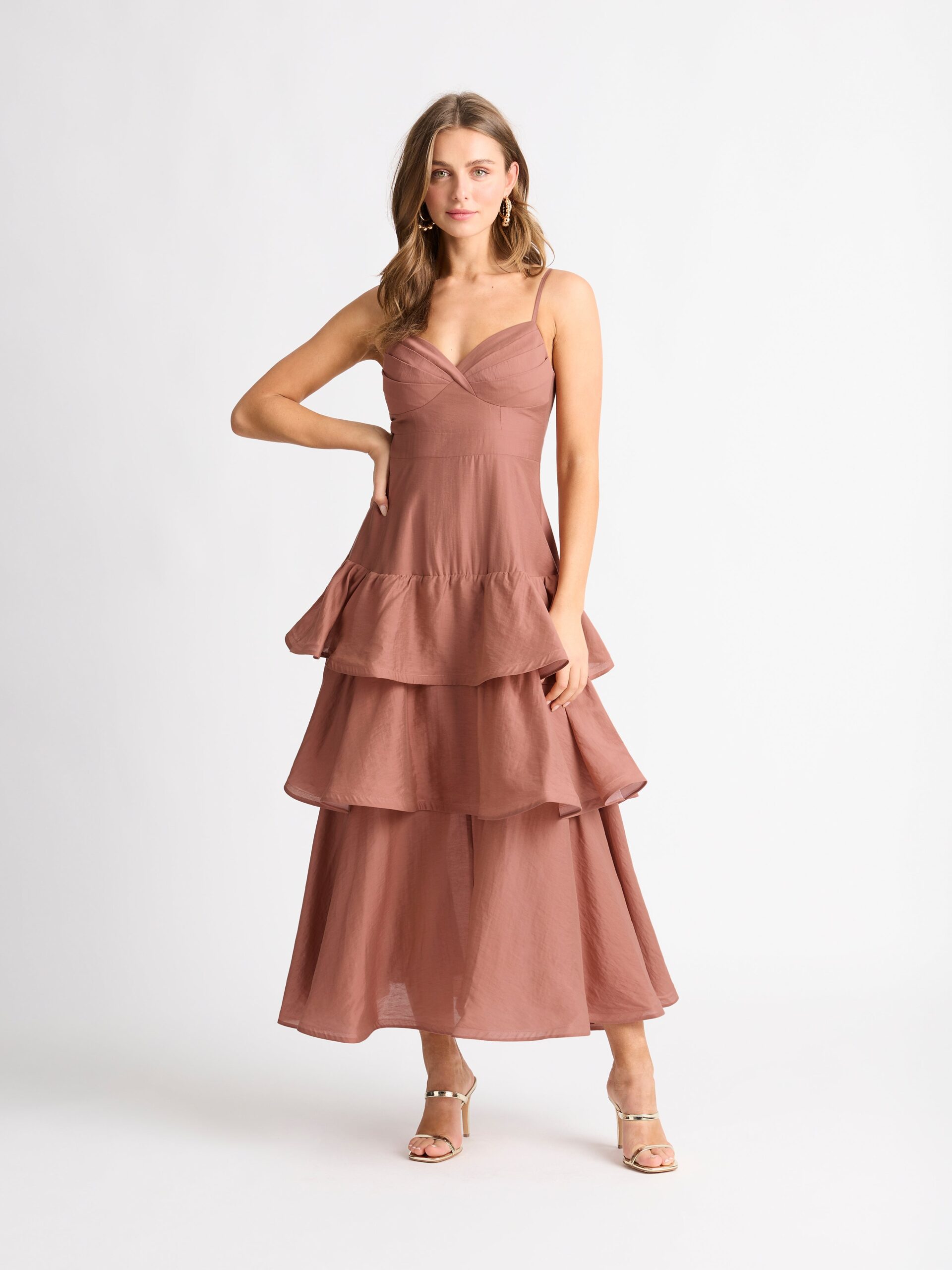 Belle Tiered Maxi Dress Mocha SHEIKE