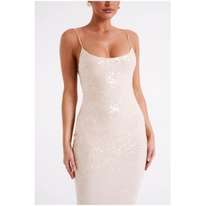 Brianna Sequin Maxi Dress - Cream