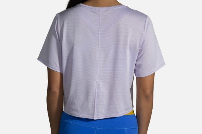 Brooks Run Within Crop Tee Women's VIOLET DASH STRIPE