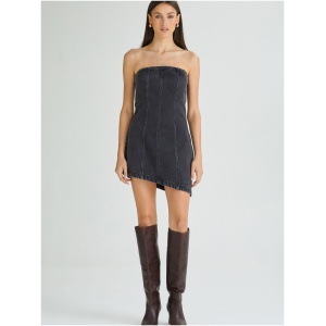 Bustier Denimi Mini Dress in Chloe Washed Black