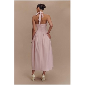 Candy Halter Midi Dress - Ballet Pink