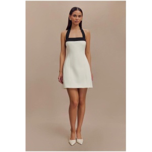 Cara Contrast Suiting Mini Dress - White