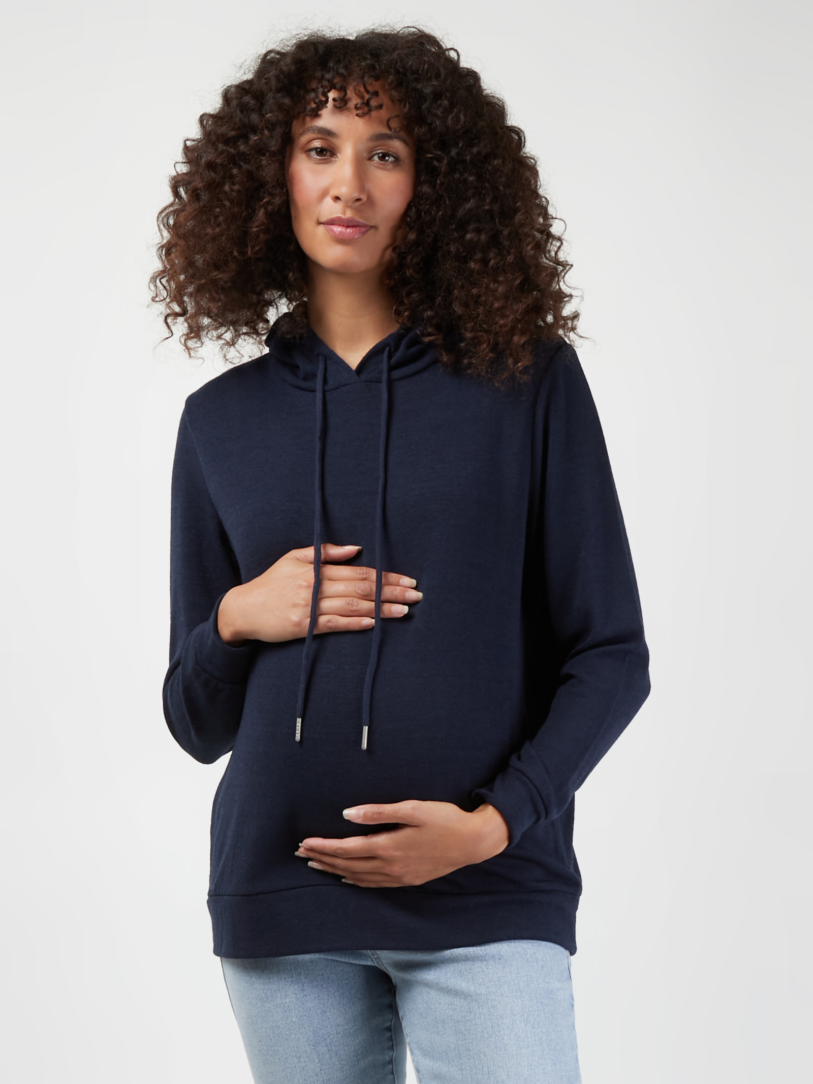 Carrie Side Zip Maternity Hoodie Navy