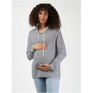 Carrie Side Zip Maternity Hoodie White/Navy Stripe