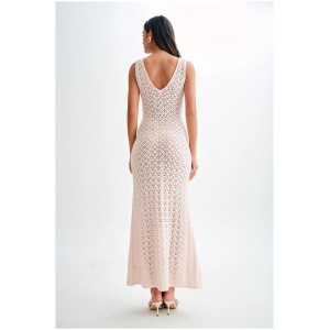 Carter Crochet Sleeveless Maxi Dress - Powder Pink