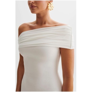 Cassandra Off Shoulder Slinky Maxi Dress - White