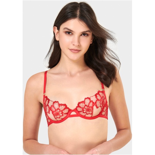 Catalina Wired Bra Red/Sheer - Red / 8B