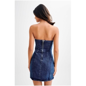 Cecily Strapless Denim Mini Dress - Dark Blue