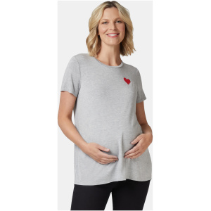 Christina Heart Maternity Tee Grey Marle