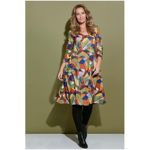 Christobel Sleeved Dress - Autumnal - 10