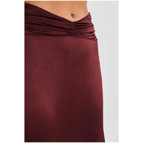 Clara Satin Ruched Maxi Skirt - Plum