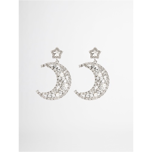 Crystal Moon Earrings Silver SHEIKE