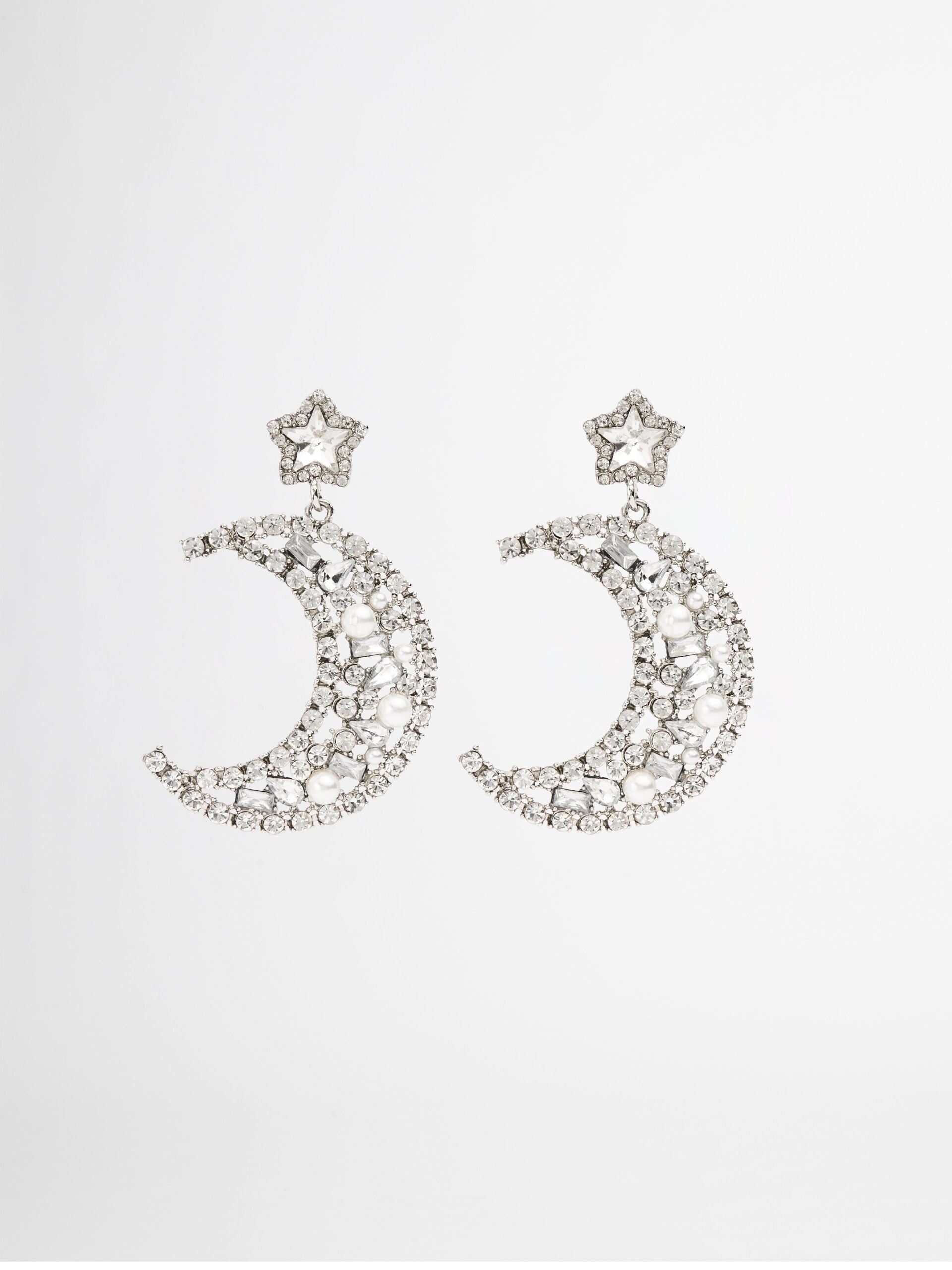 Crystal Moon Earrings Silver SHEIKE