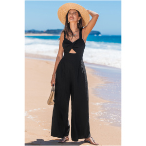 Cupshe Black Twist-Front Sweetheart Neck Jumpsuit - Black,L