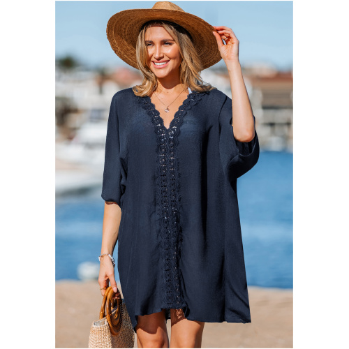 Cupshe Breezy Touch Navy Cover-Up Mini Dress - Navy,L