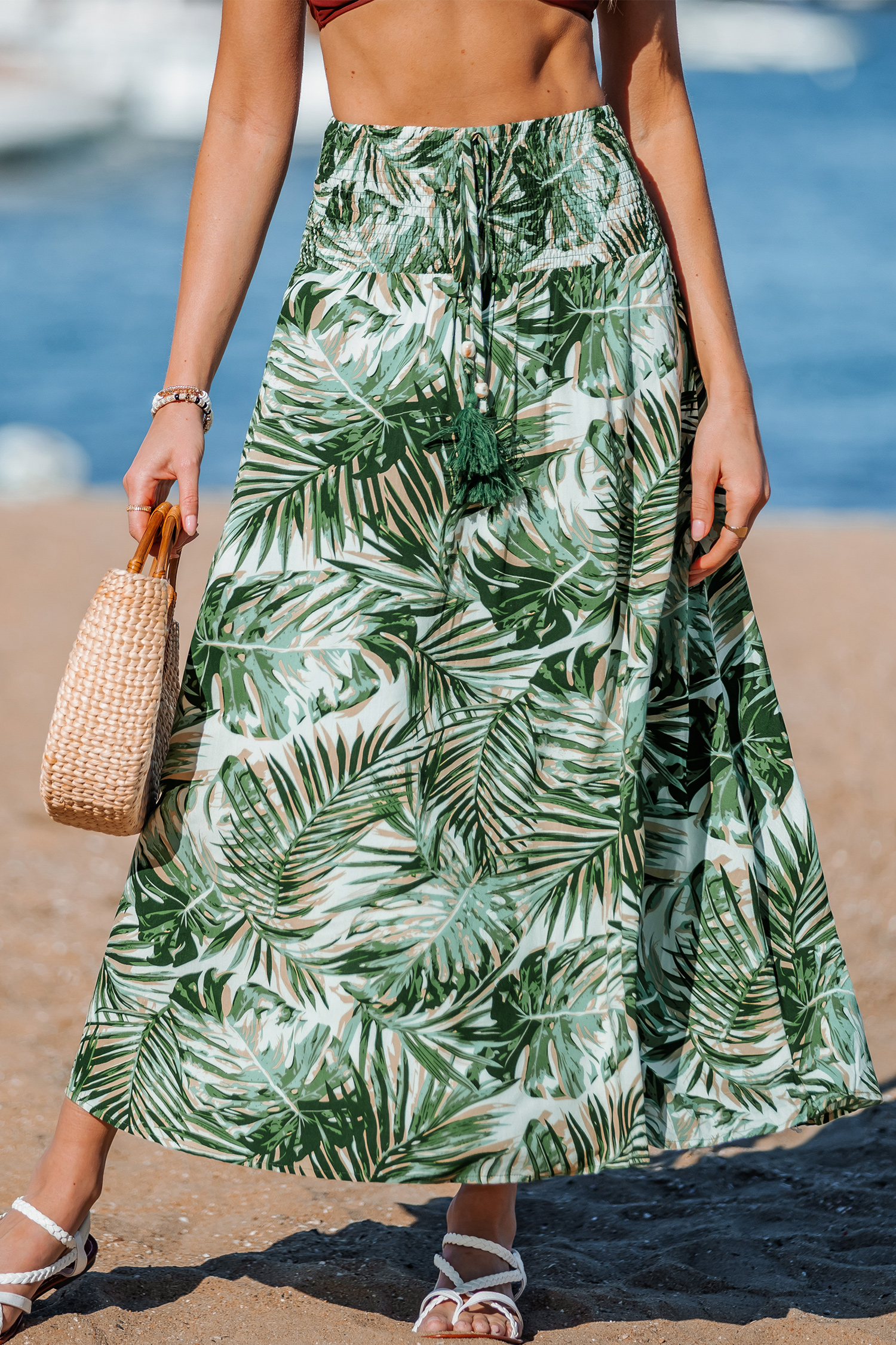 Cupshe Palms in the Wind Tropical Cover-Up Midi Skirt - Green,L