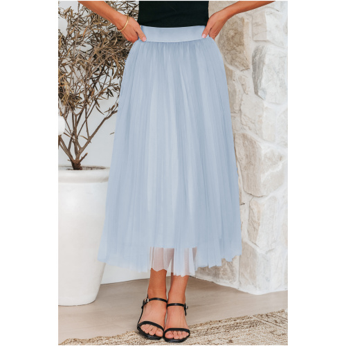 Cupshe Pleated Tulle Midi Skirt - Pink,L