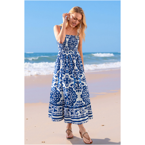 Cupshe Royal Blossom Ornate Midi Dress - Blue,L