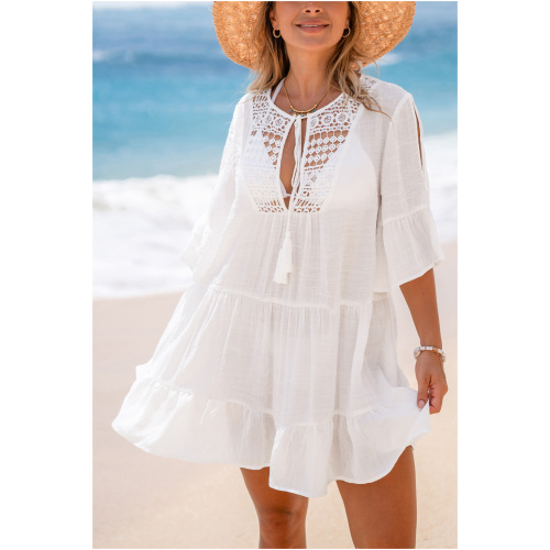 Cupshe Wind In My Hair White Cover-Up Mini Dress - White,L