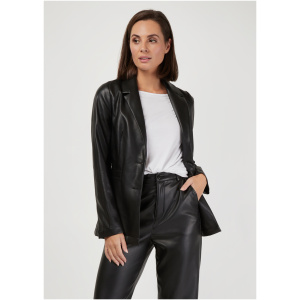 Dalia Faux Leather Blazer Black