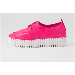 Django & Juliette Baxta Dj Hot Pink White Sole Leather Patent Hot Pink White Sole Sneakers Womens Shoes Casual Casual Sneakers