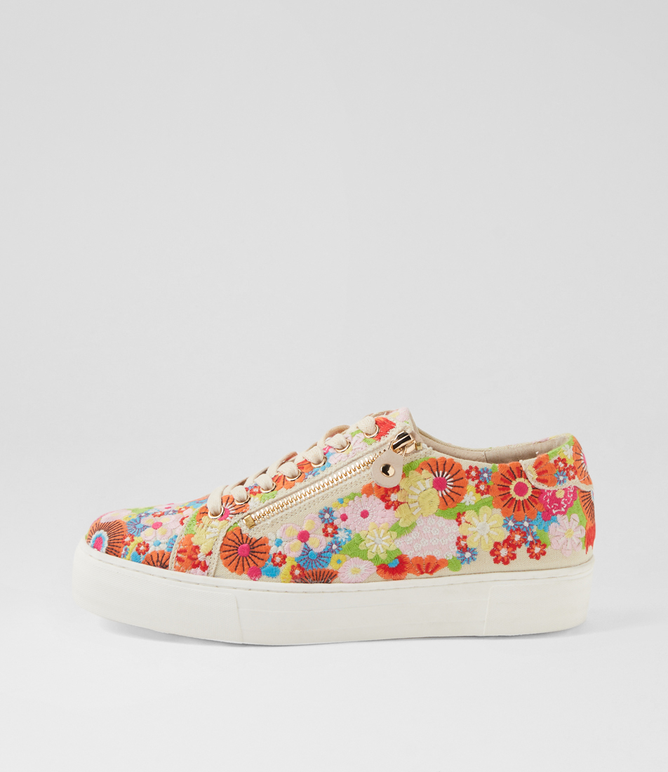 Django & Juliette Ference Dj Flower Embroidery Multi Flower Embroidery Sneakers Womens Shoes Casual Casual Sneakers