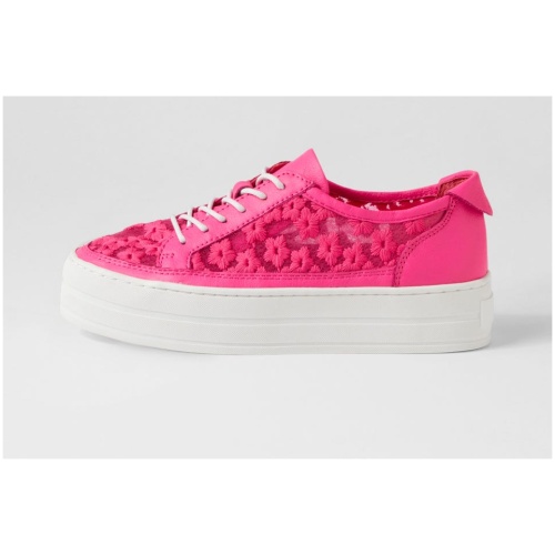 Django & Juliette Serenos Dj Hot Pink Hot Pink Leather Flower Hot Pink Hot Pink Sneakers Womens Shoes Casual Casual Sneakers