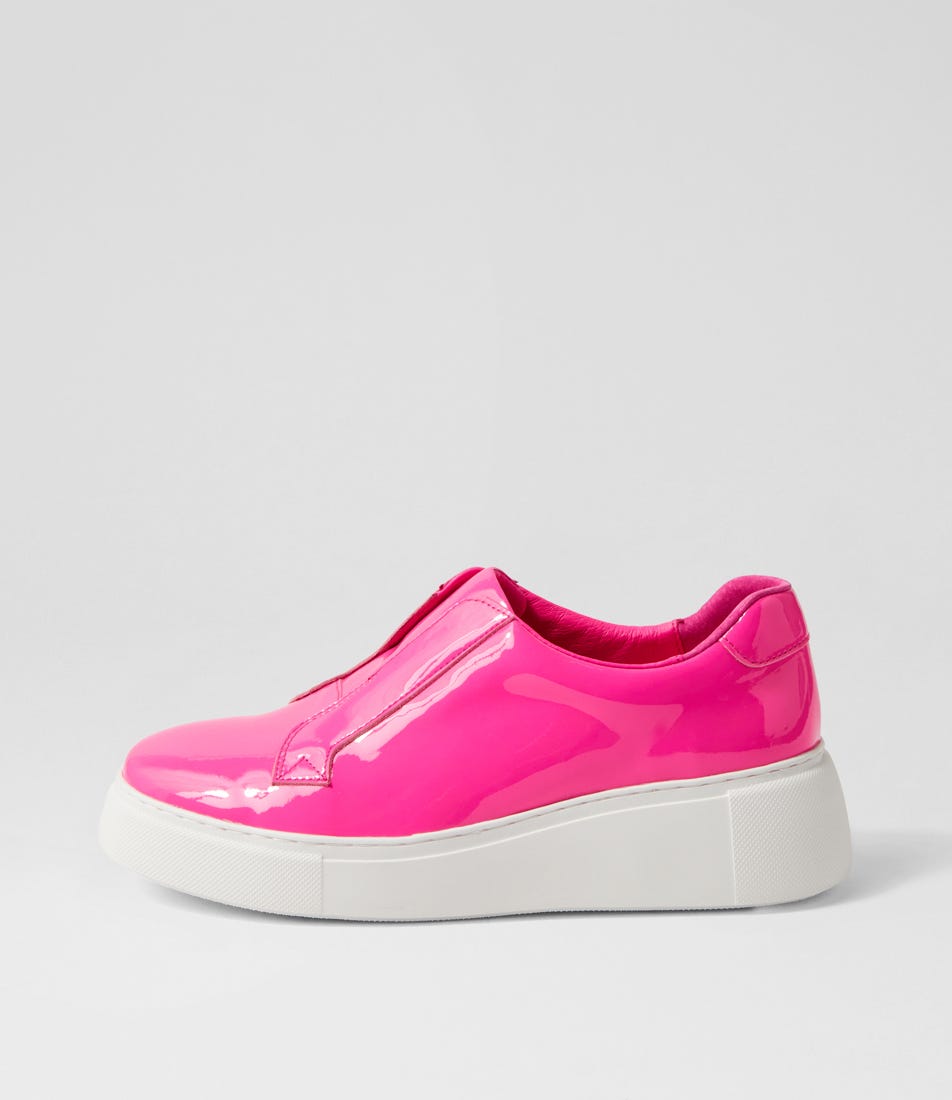 Django & Juliette Yiara Dj Hot Pink White Sole Patent Leather Hot Pink White Sole Sneakers Womens Shoes Casual Casual Sneakers