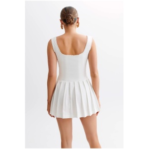 Donna Cotton Ruched Mini Dress - White