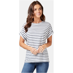 Drop Shoulder Tee Navy/White Stripe