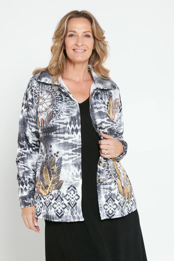 Elaine Quilted Jacket - Nero Gold Dream Catcher - L