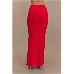 Elise Knit Maxi Skirt - Red