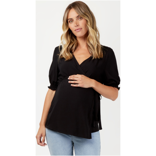 Eloise Cross Over Maternity Tee Black