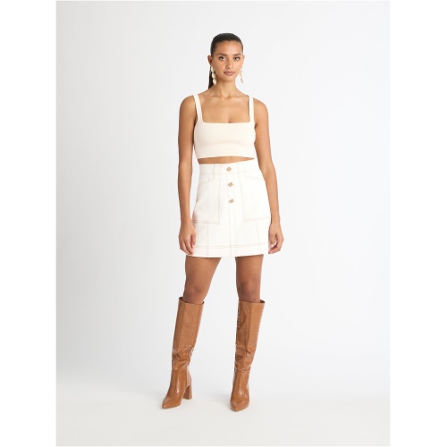 Empire Denim Skirt Ivory SHEIKE