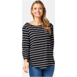 Essential Boatneck Tee Black/White Stripe