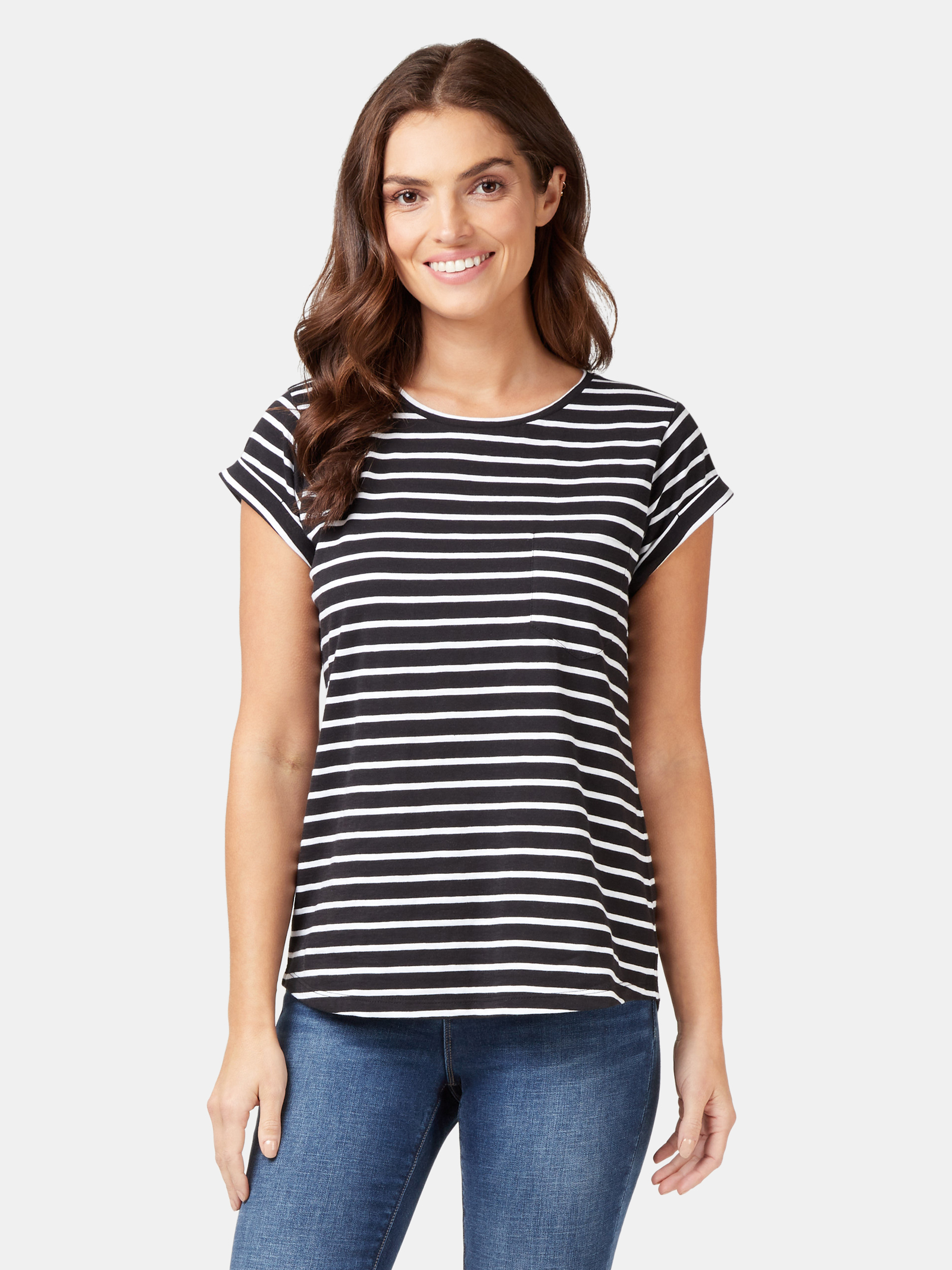 Essential Slub Pocket Tee Black/White Stripe